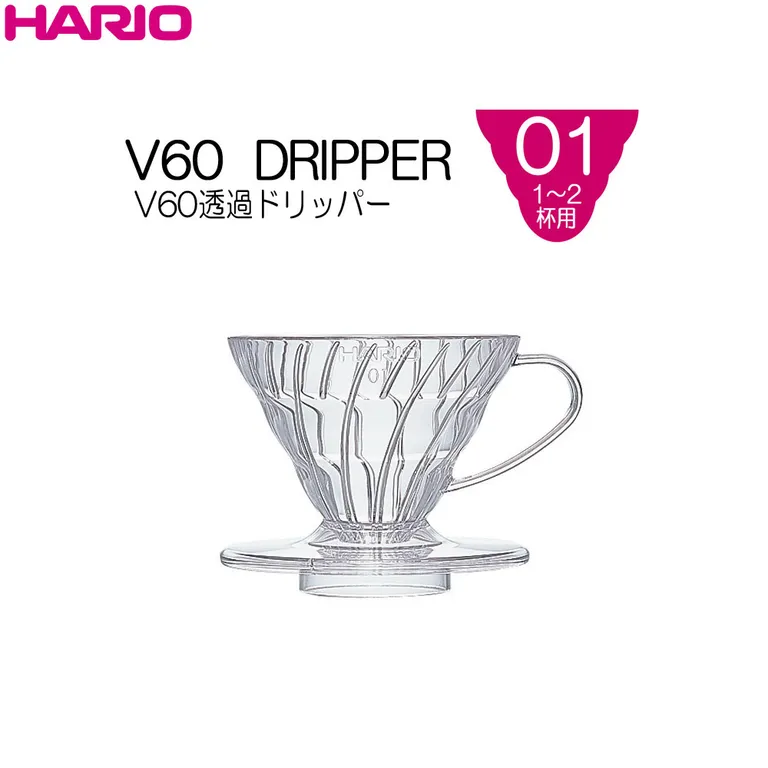 Phễu pha cà phê Hario V60, bằng nhựa trong-1144