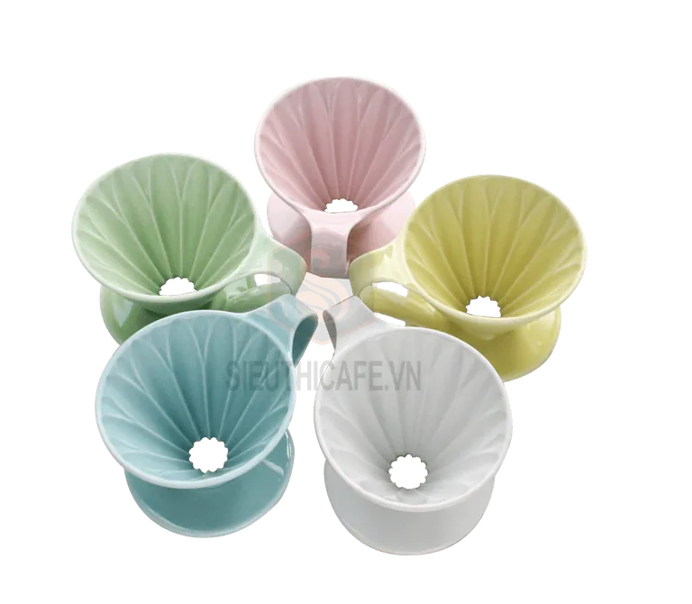 Japan Sanyo Petal Filter Cup Single Product V60 Ceramic Drip - Yellow-3193