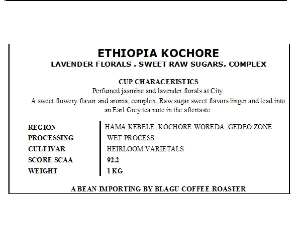 Cà phê nhân xanh Ethiopia Kochore Jet Hama - 1kg