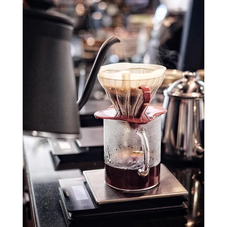 Phễu lọc cà phê thuỷ tinh Hario V60 Glass Dripper 02 (VDGN-02B) 2-4 ly- Đỏ